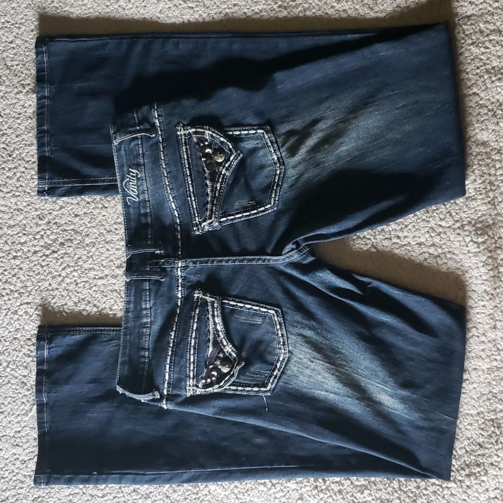 Vanity Premium Collection Boot Cut Western Embellished Medium Wash Denim Jeans